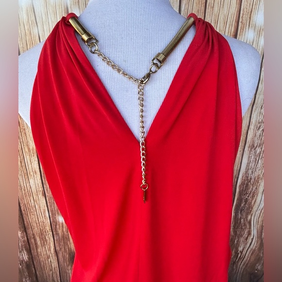 🍋Jessica Simpson Halter Dress with Gold Chain Necklace🍋 - Picture 2 of 8